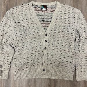 Vintage Wolf Haven‎ Wool Cardigan Sweater USA Made Lodge Knit Mens L